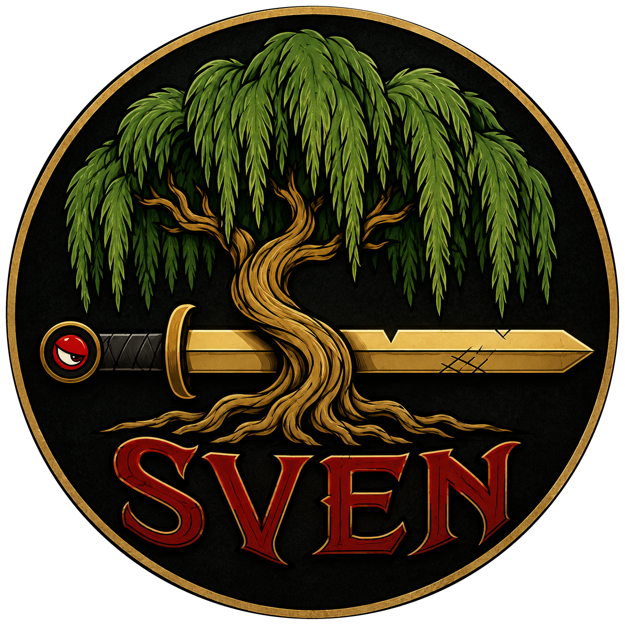 S.V.E.N. Inc. emblem — willow tree and sword